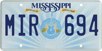 MS license plate MIR694