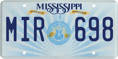 MS license plate MIR698