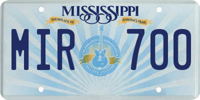 MS license plate MIR700