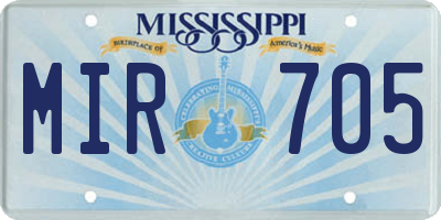 MS license plate MIR705