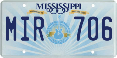 MS license plate MIR706