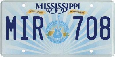 MS license plate MIR708