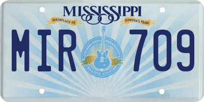 MS license plate MIR709