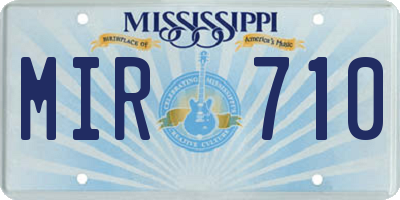 MS license plate MIR710
