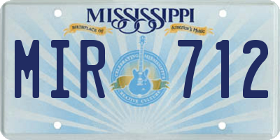 MS license plate MIR712