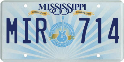 MS license plate MIR714