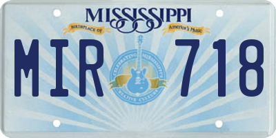 MS license plate MIR718