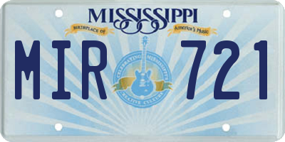 MS license plate MIR721