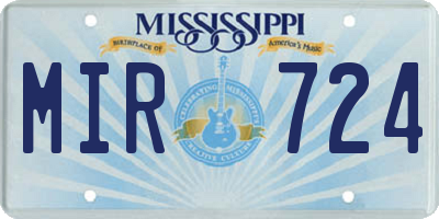 MS license plate MIR724