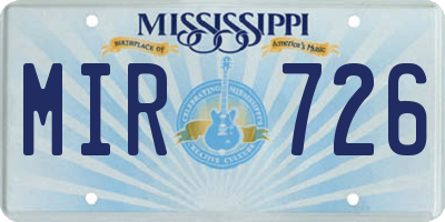 MS license plate MIR726
