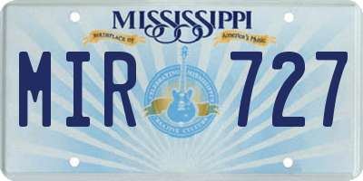 MS license plate MIR727