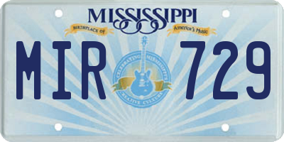 MS license plate MIR729
