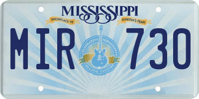 MS license plate MIR730