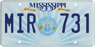 MS license plate MIR731