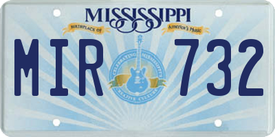 MS license plate MIR732