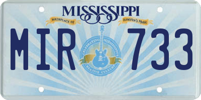 MS license plate MIR733