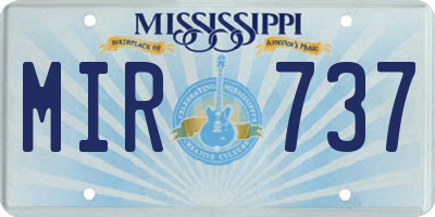 MS license plate MIR737