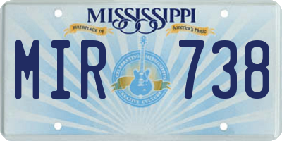 MS license plate MIR738