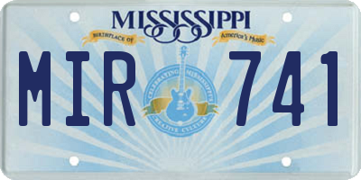 MS license plate MIR741