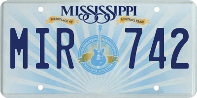 MS license plate MIR742