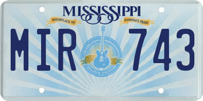 MS license plate MIR743