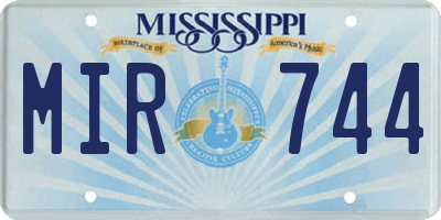 MS license plate MIR744