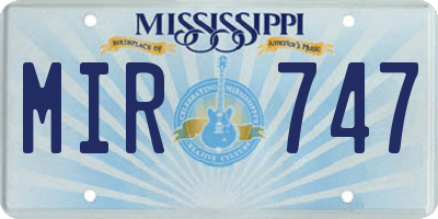 MS license plate MIR747