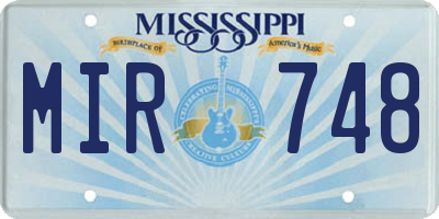 MS license plate MIR748