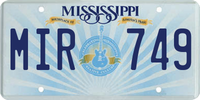 MS license plate MIR749