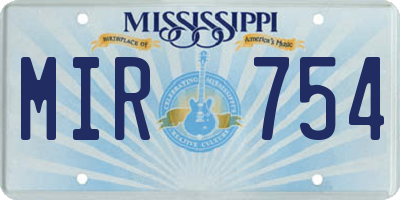 MS license plate MIR754