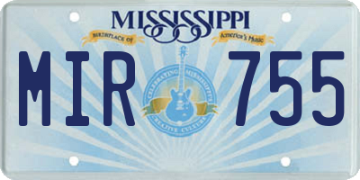 MS license plate MIR755