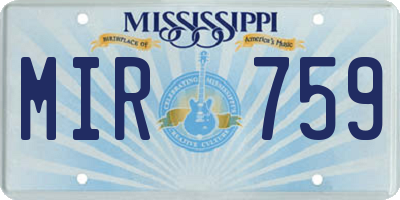 MS license plate MIR759
