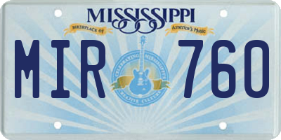 MS license plate MIR760