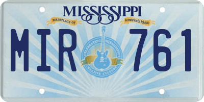 MS license plate MIR761