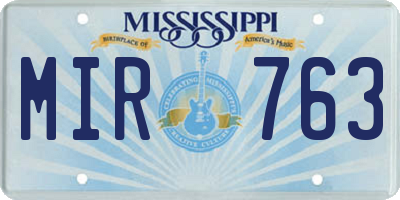 MS license plate MIR763