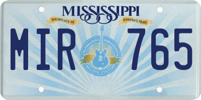 MS license plate MIR765