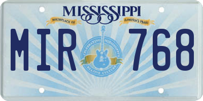 MS license plate MIR768