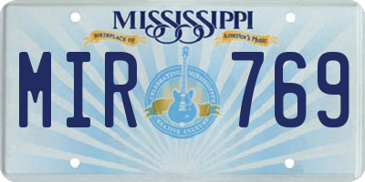 MS license plate MIR769