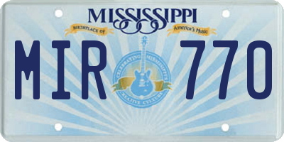 MS license plate MIR770