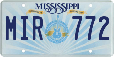 MS license plate MIR772