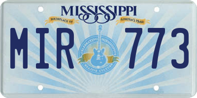MS license plate MIR773