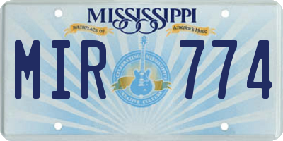 MS license plate MIR774