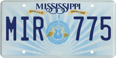 MS license plate MIR775