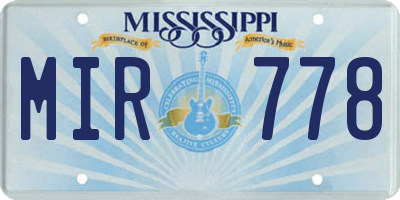 MS license plate MIR778