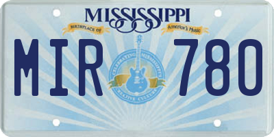 MS license plate MIR780