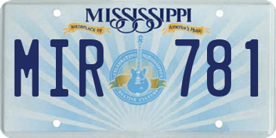 MS license plate MIR781