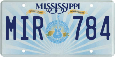 MS license plate MIR784