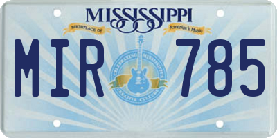MS license plate MIR785