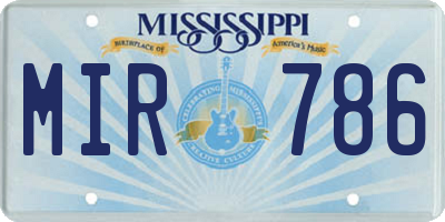 MS license plate MIR786