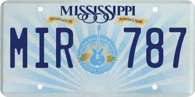 MS license plate MIR787